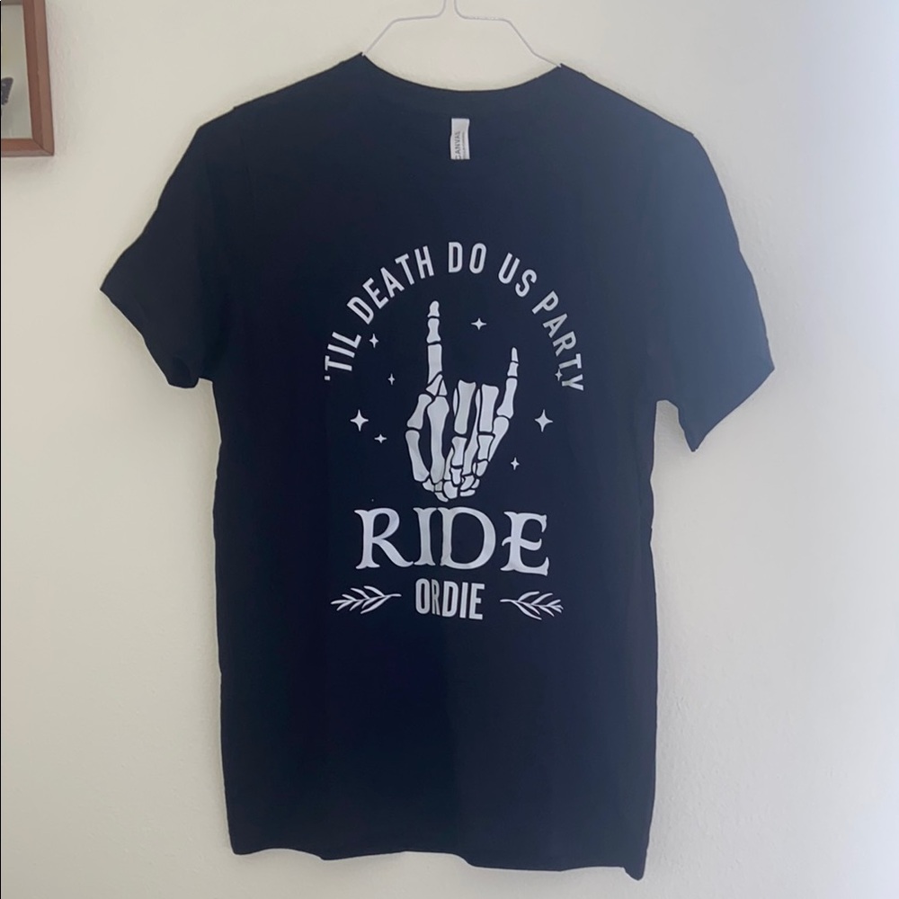 Black Till Death Do Us Party ride or Die Bachelorette Skeletal Graphic T-Shirt